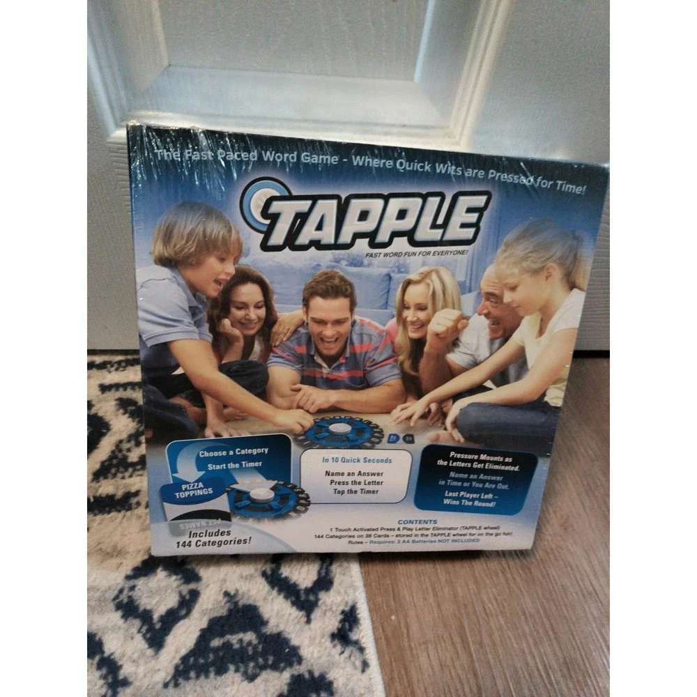 Tapple Fast Word Game Family Party Ages 8+ 2-8 Players Blue Timer Box Wear